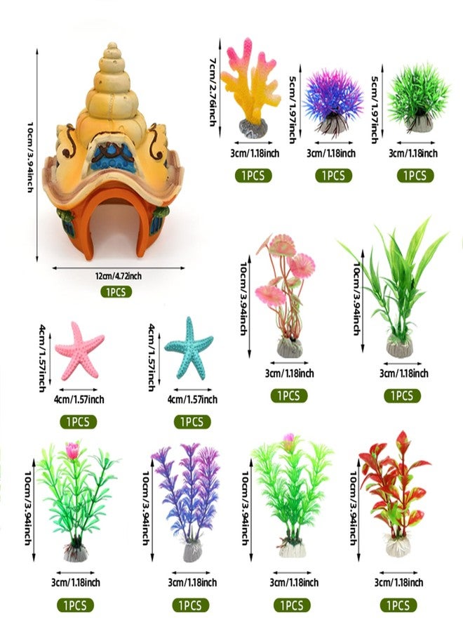 GOFYLIN Fish Tank Decorations kit, Aquarium Decor Sea Shell House x 1pc, Fish Tank Accessories Aquatic Plants x 8pcs, Starfish x 2pcs, Coral x 1pcs. - Image 3